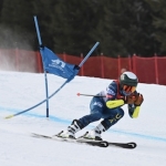 Jaden D'Amours carves to the gates to win U16 at the Sean Nurse Memorial Race